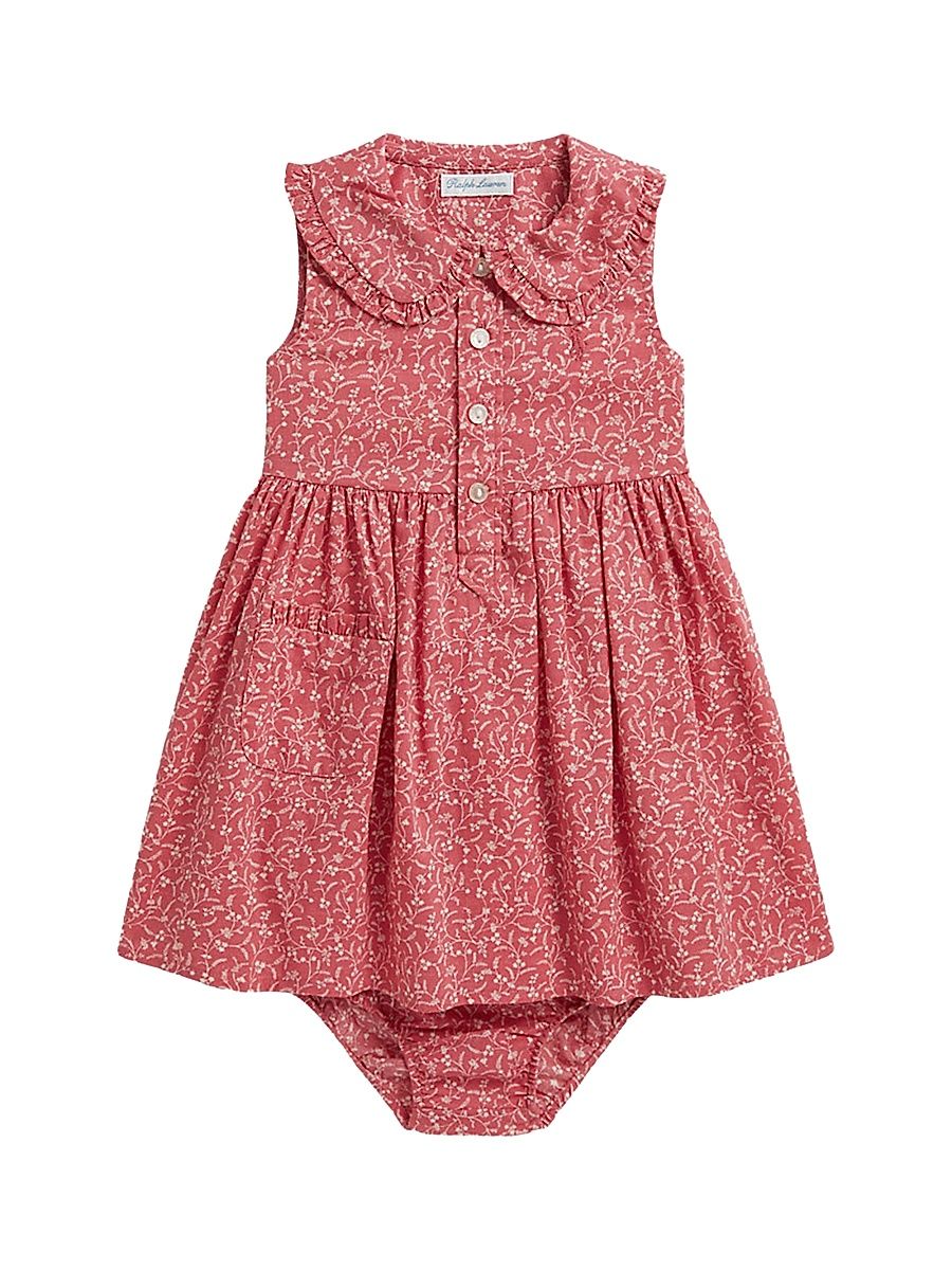 Baby Girl's 2-Piece Sleeveless Shirtdress & Bloomers Set - Prolyn Floral Pink - Size 9 Months