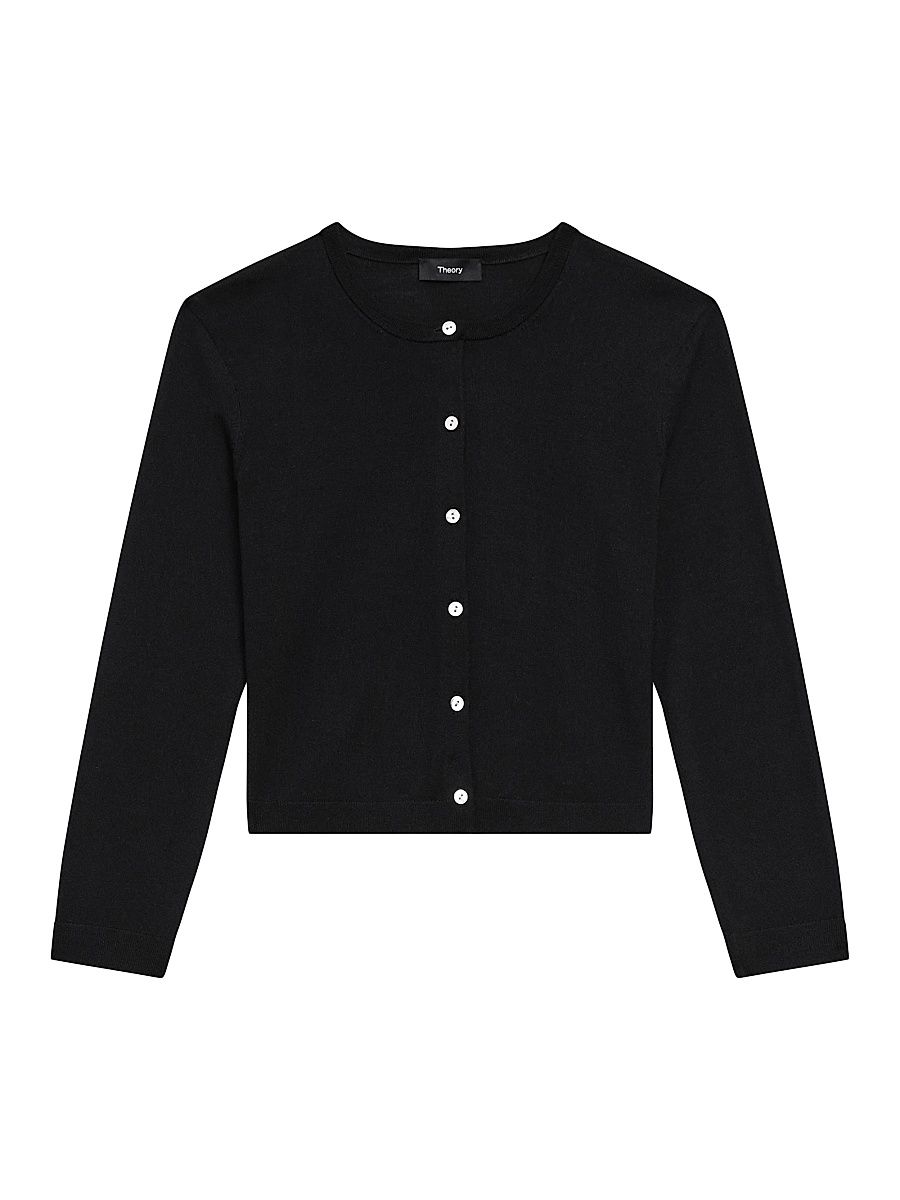 Women's Merino Wool Crop Cardigan - Black - Size Large