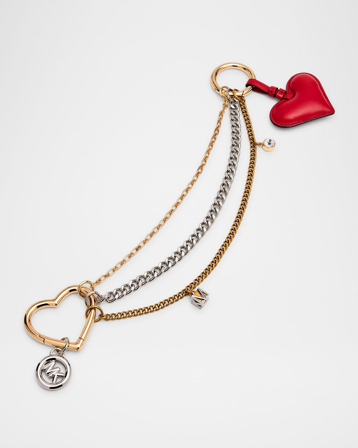 Jewel Heart Triple Chain Bag Charm