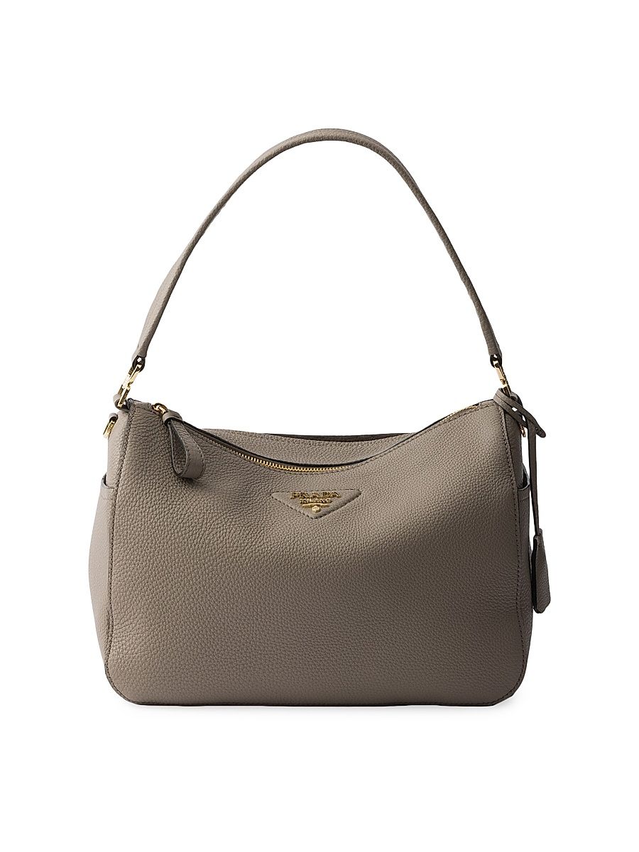 Women's Medium Leather Shoulder Bag - Grey