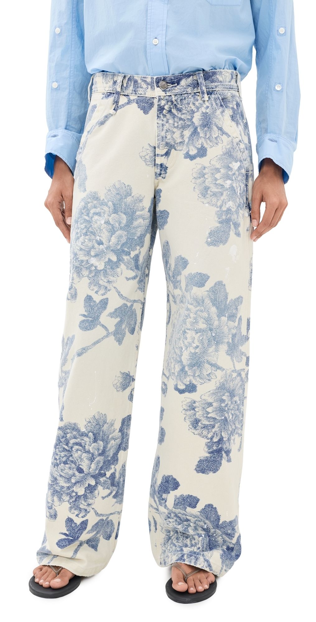 R13 Carpenter Pants Washed Blue Floral 30