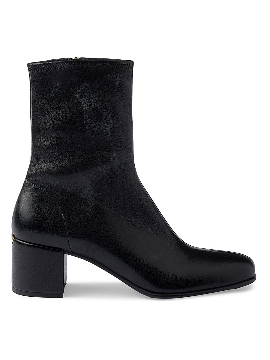 Women's Stretch Nappa Leather Booties - Black - Size 10