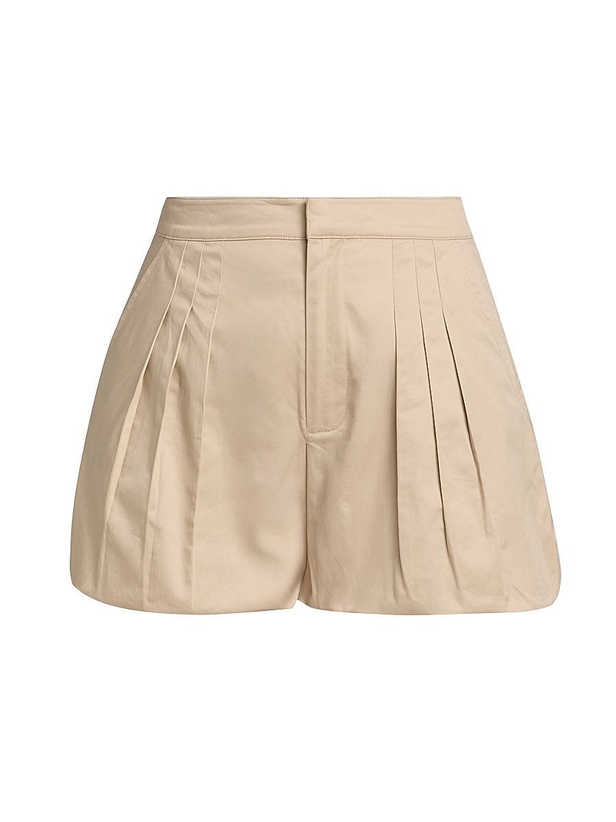 Women's Oria Cotton Sateen Bubble Shorts - Light Khaki - Size 14