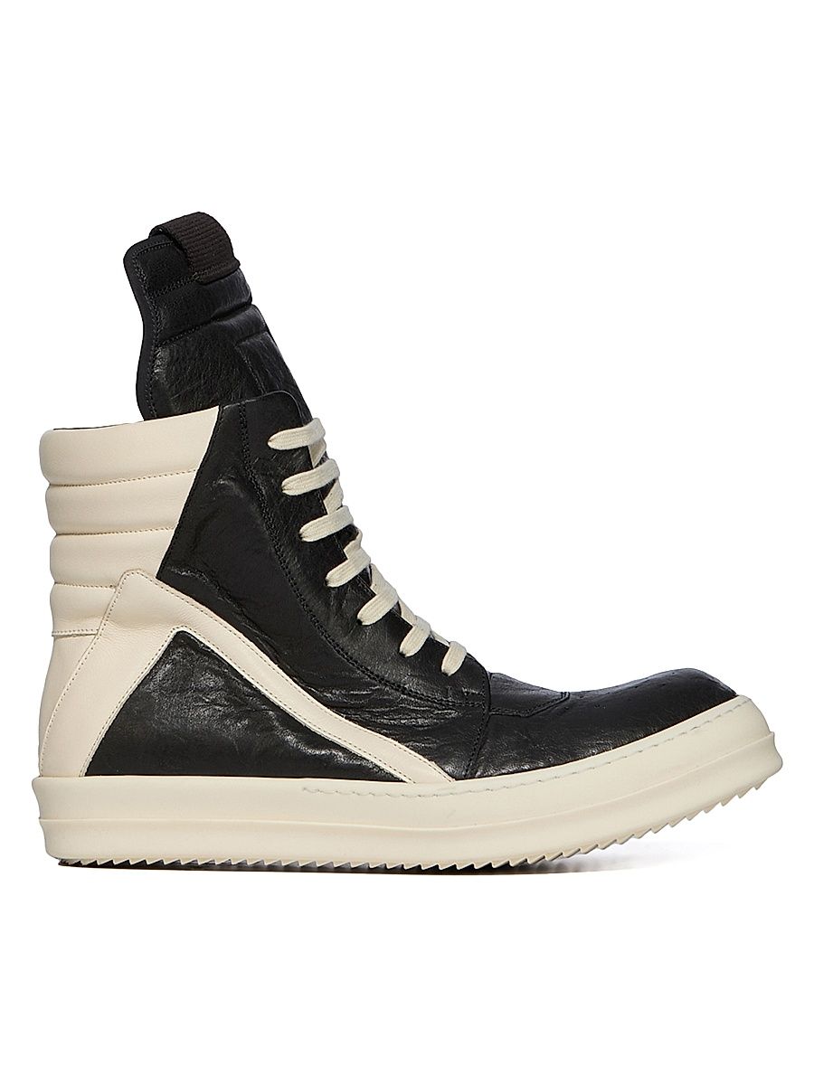 Men's Geobasket Leather High-Top Sneakers - Black Milk - Size 13
