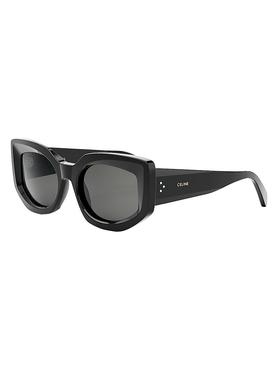 Women's Bold Three Dots 54MM Butterfly Sunglasses - Shiny Black Smoke