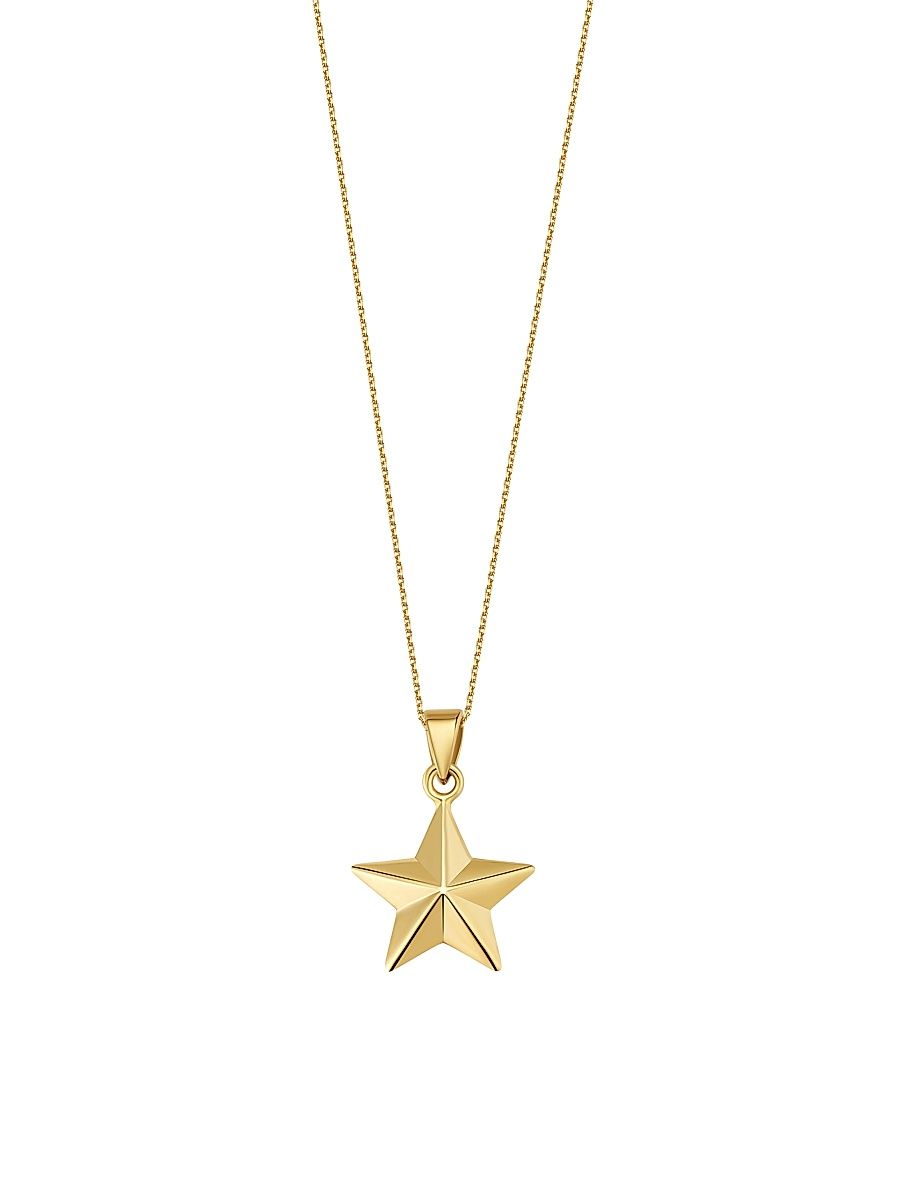 Women's 14K Yellow Gold Street Star Pendant Necklace - Gold - Size 16