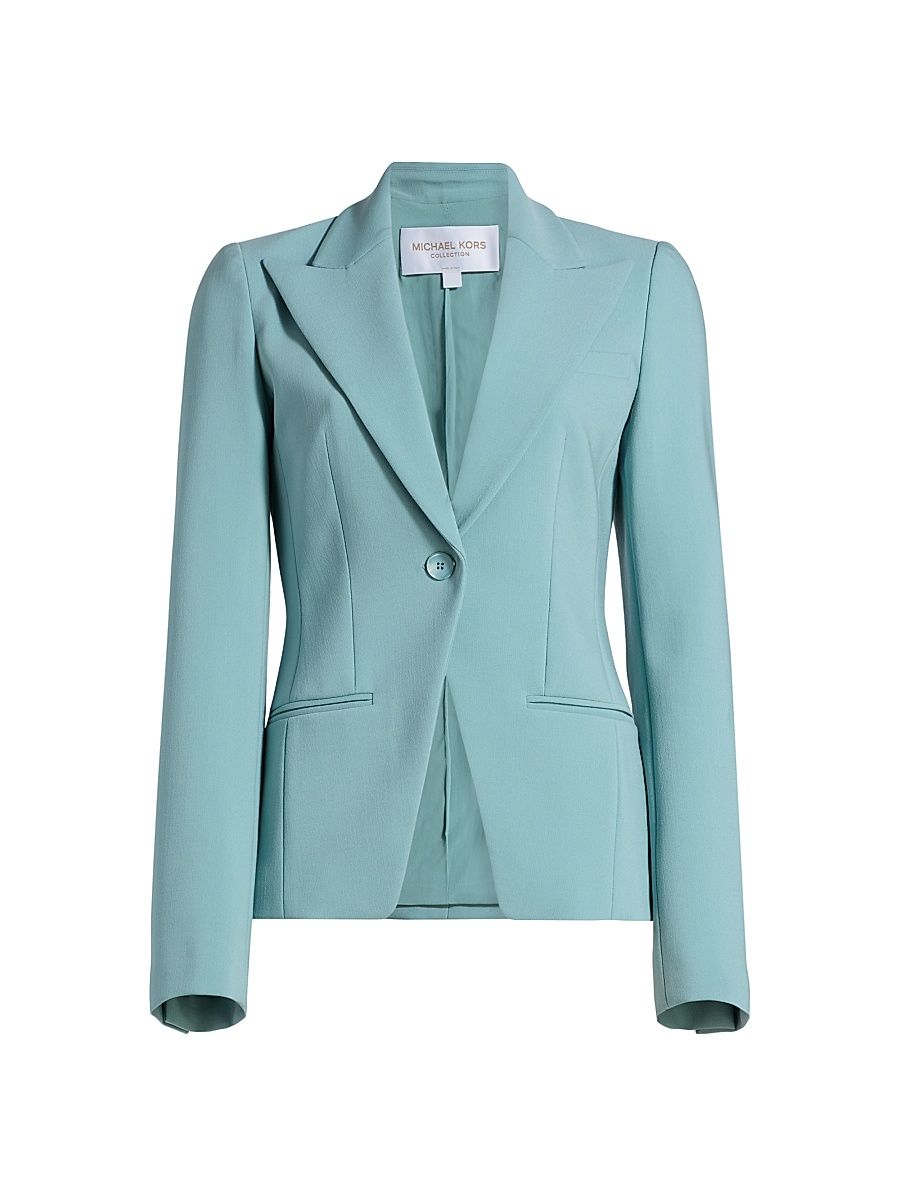 Women's Peak Lapel Wool-Blend Jacket - Seaglass - Size 14