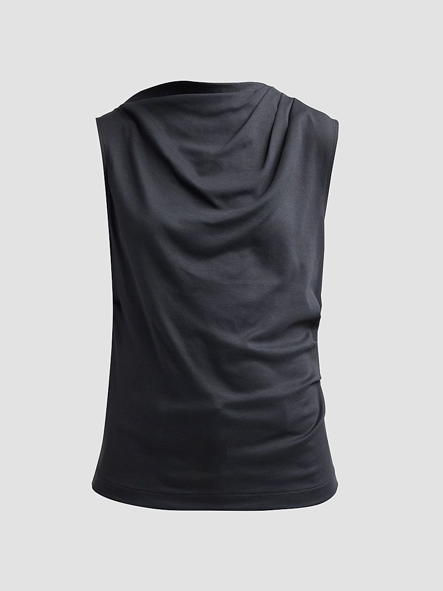 Women's Draped Pima Cotton Top - Ink - Size XXS