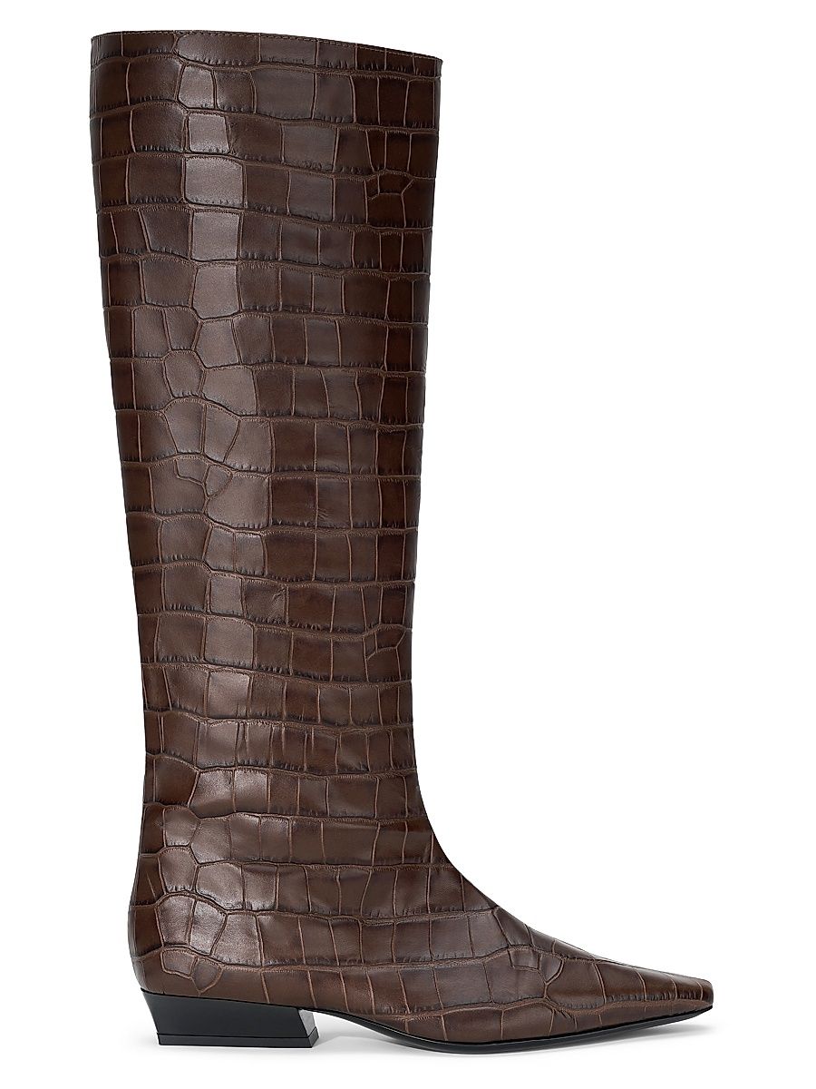 Women's Wally Croc-Embossed Leather Knee-High Boots - Espresso Croco - Size 6