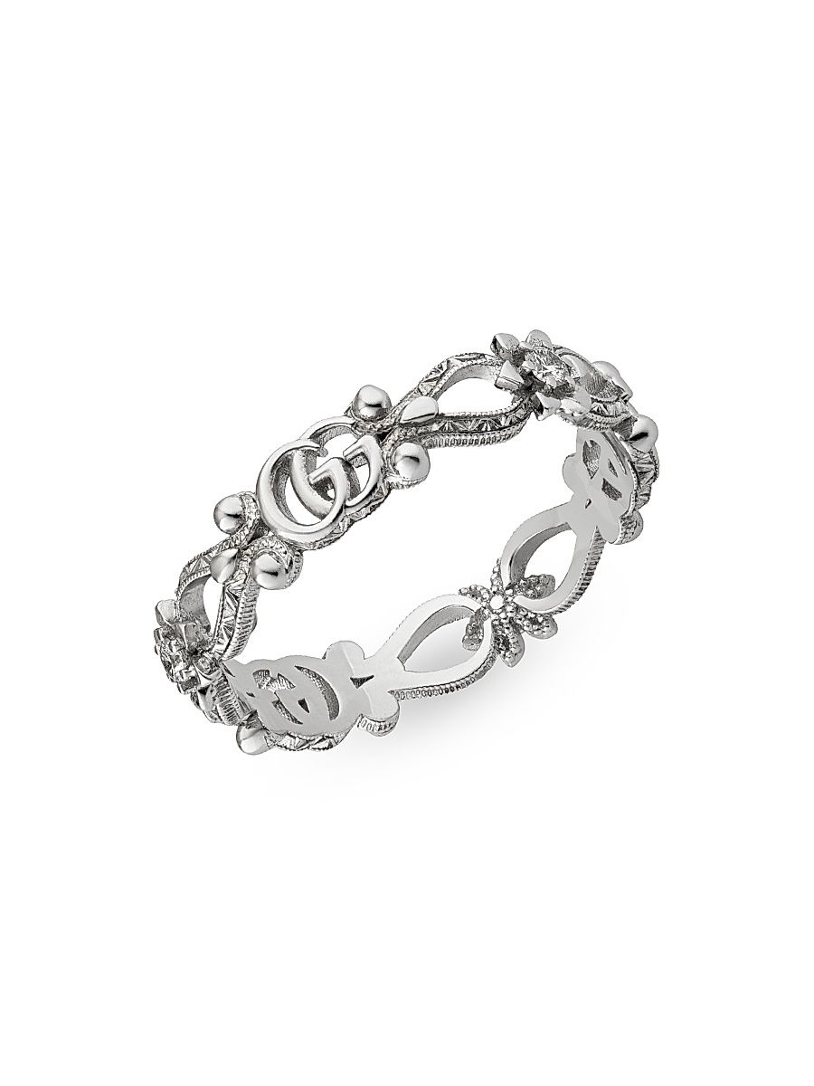 Women's Flora 18K White Gold & Diamond Ring - White Gold - Size 8
