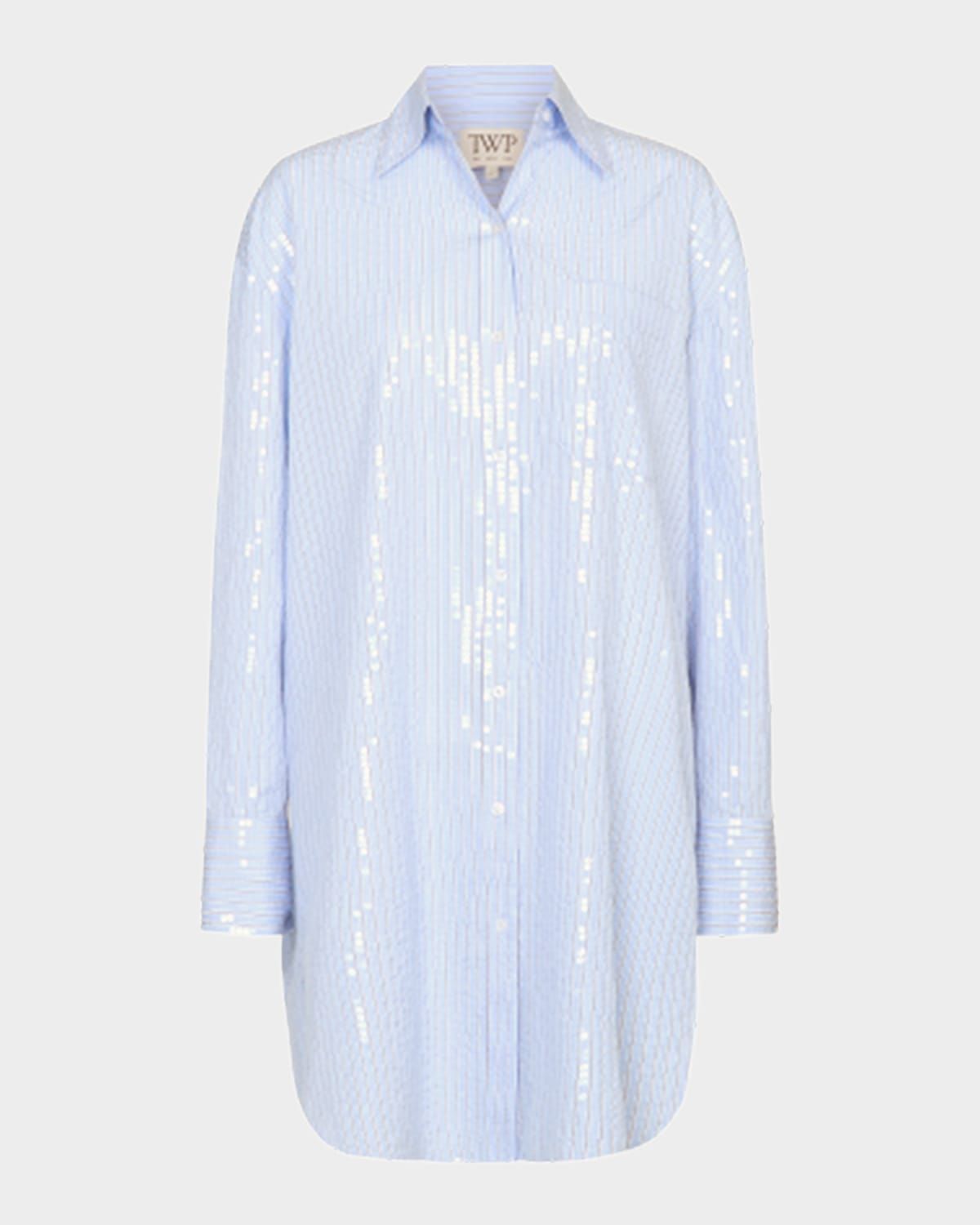 Big Joe Sequined Striped Mini Shirtdress