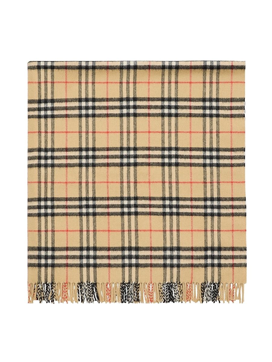Baby's Newborn Check Wool Blanket - Sand