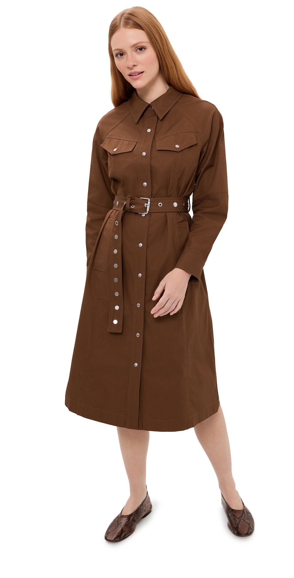 3.1 Phillip Lim Belted Utility Midi Shirt Dress Cacao 8