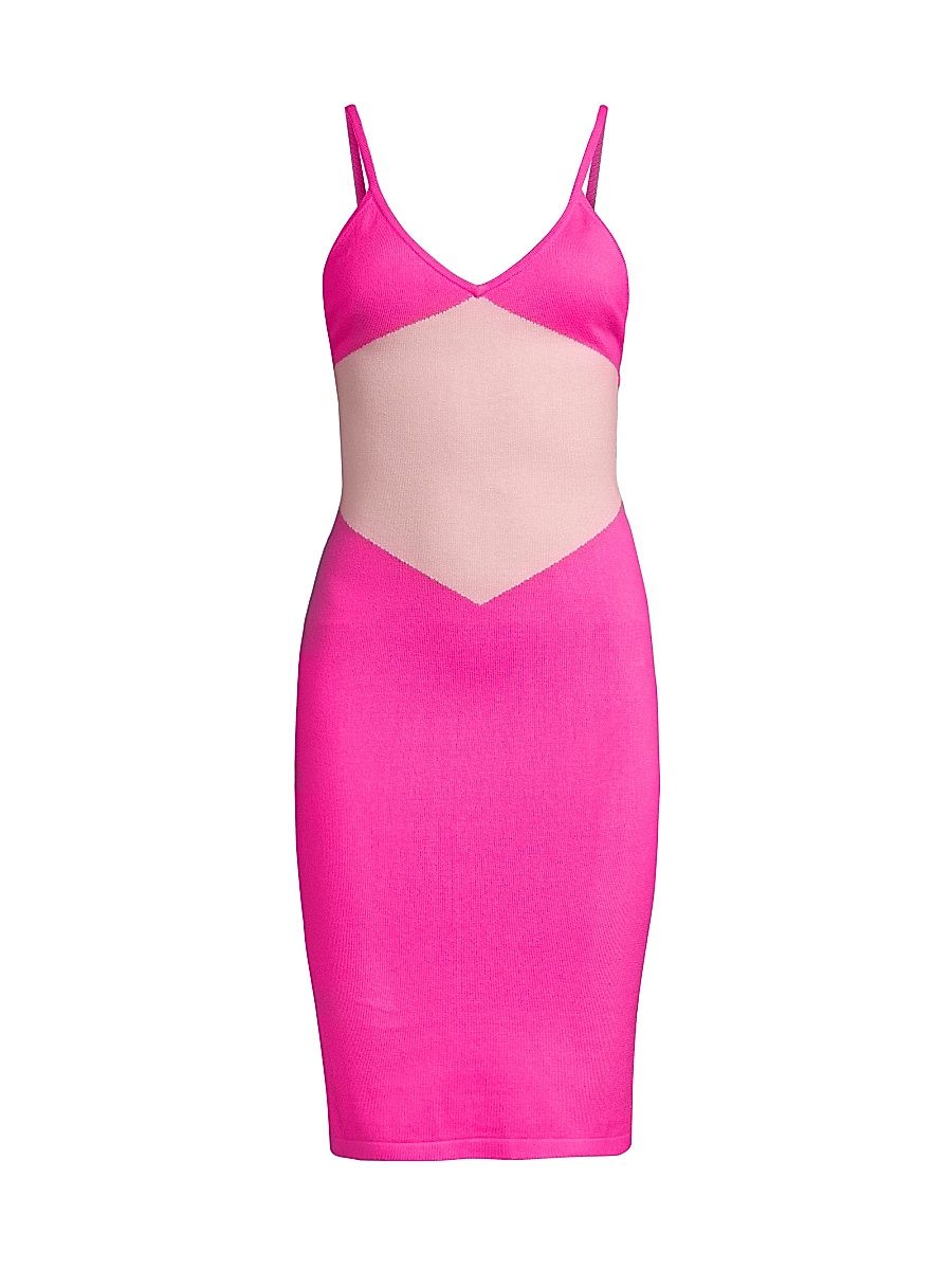 Women's Colorblocked Sleeveless Knee-Length Dress - Pink Multi - Size Large
