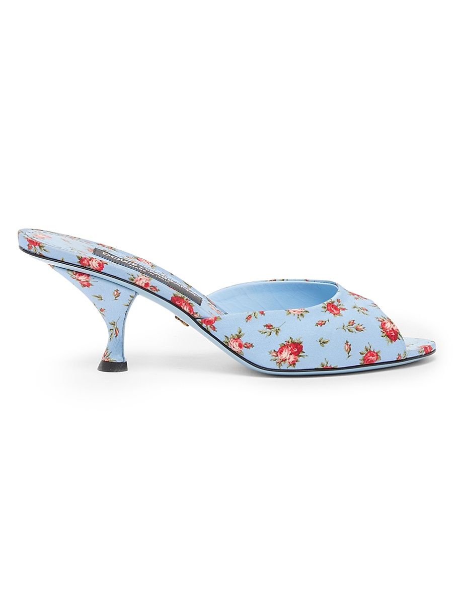 Women's Desire Floral Silk Mules - Corteccia Cuoio - Size 10