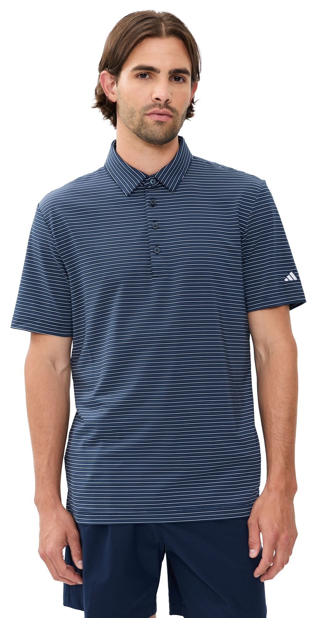 Adidas Golf Ultimate365+ Three Color Stripe Polo Shirt Collegiate Navy/White S