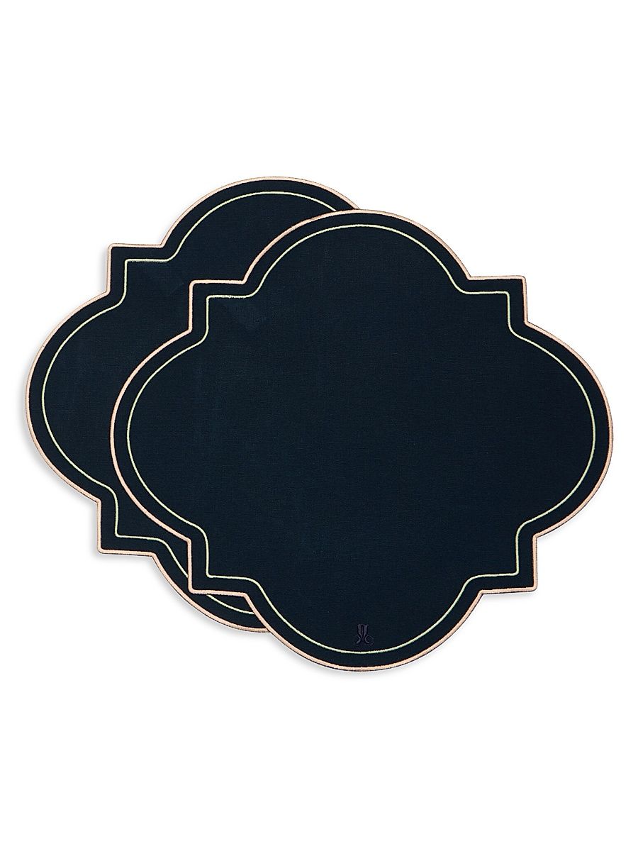 Medallion Placemats Set of 2 - Solid Navy
