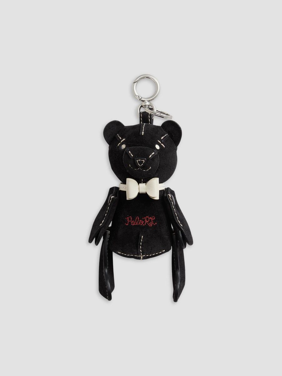 Polo Ralph Lauren Women's Logo-Embroidered Suede Bag Charm - Black