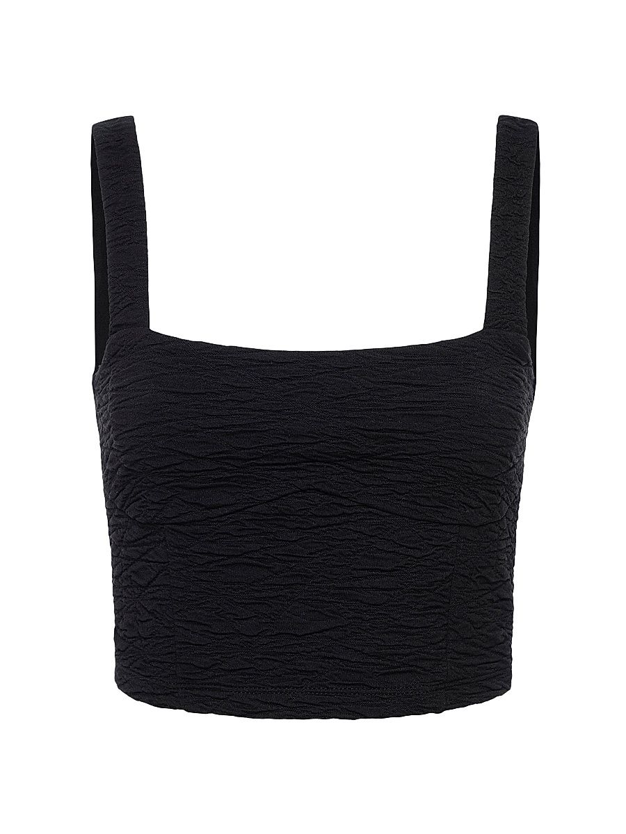 Women's Wide Scrunchie Crop Top - Black - Size XL