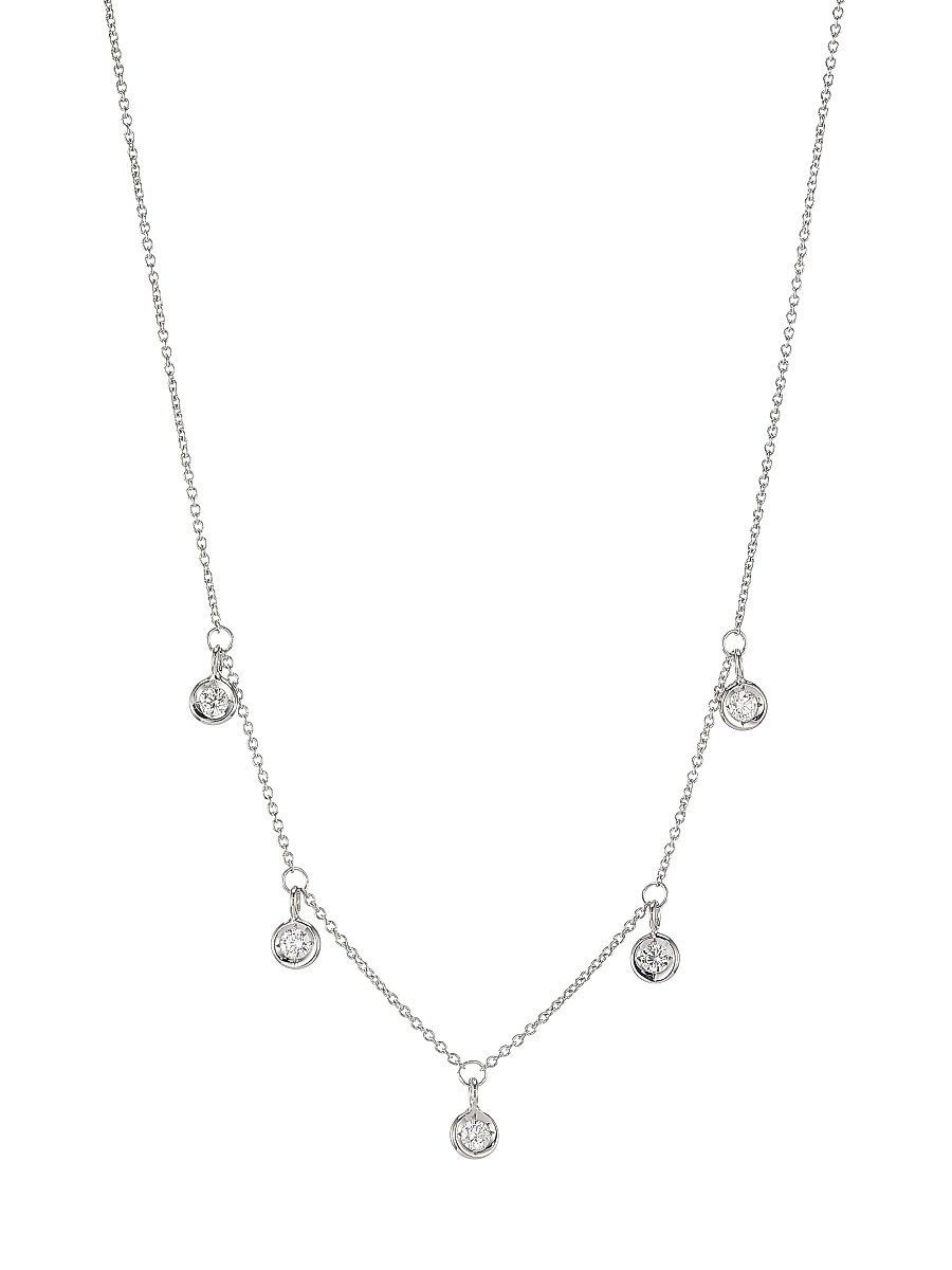Women's Diamond By The Inch 18K White Gold & Diamond Dangle Necklace - White Gold