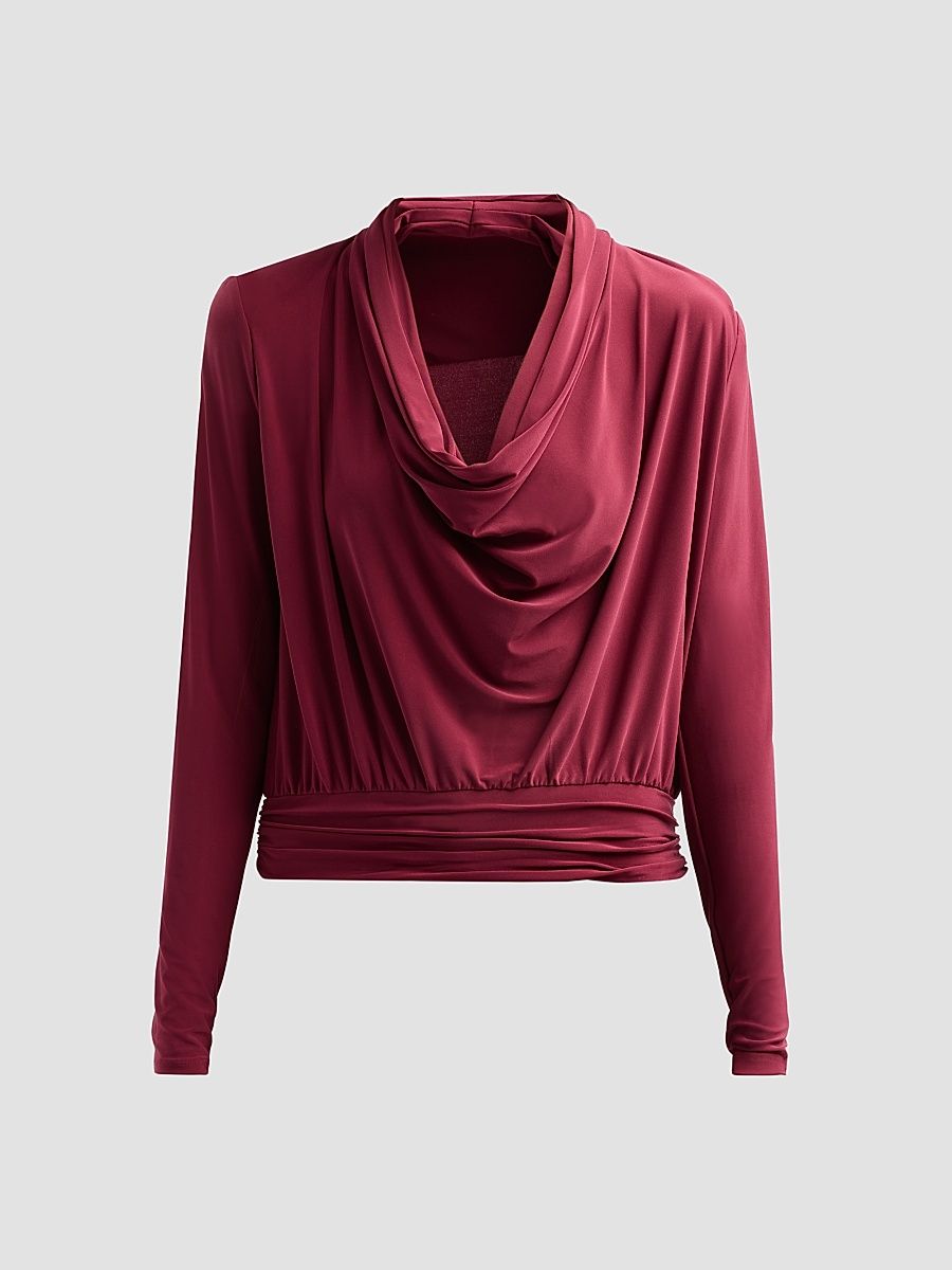 Ramy Brook Women's Eden Jersey Long-Sleeve Blouse - Cranberry - Size XXL