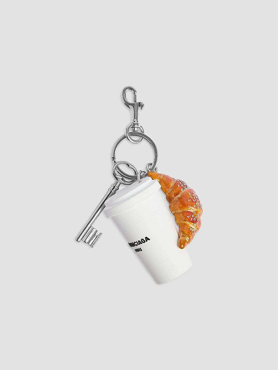Balenciaga Women's Coffee Cup Charm - White Orange