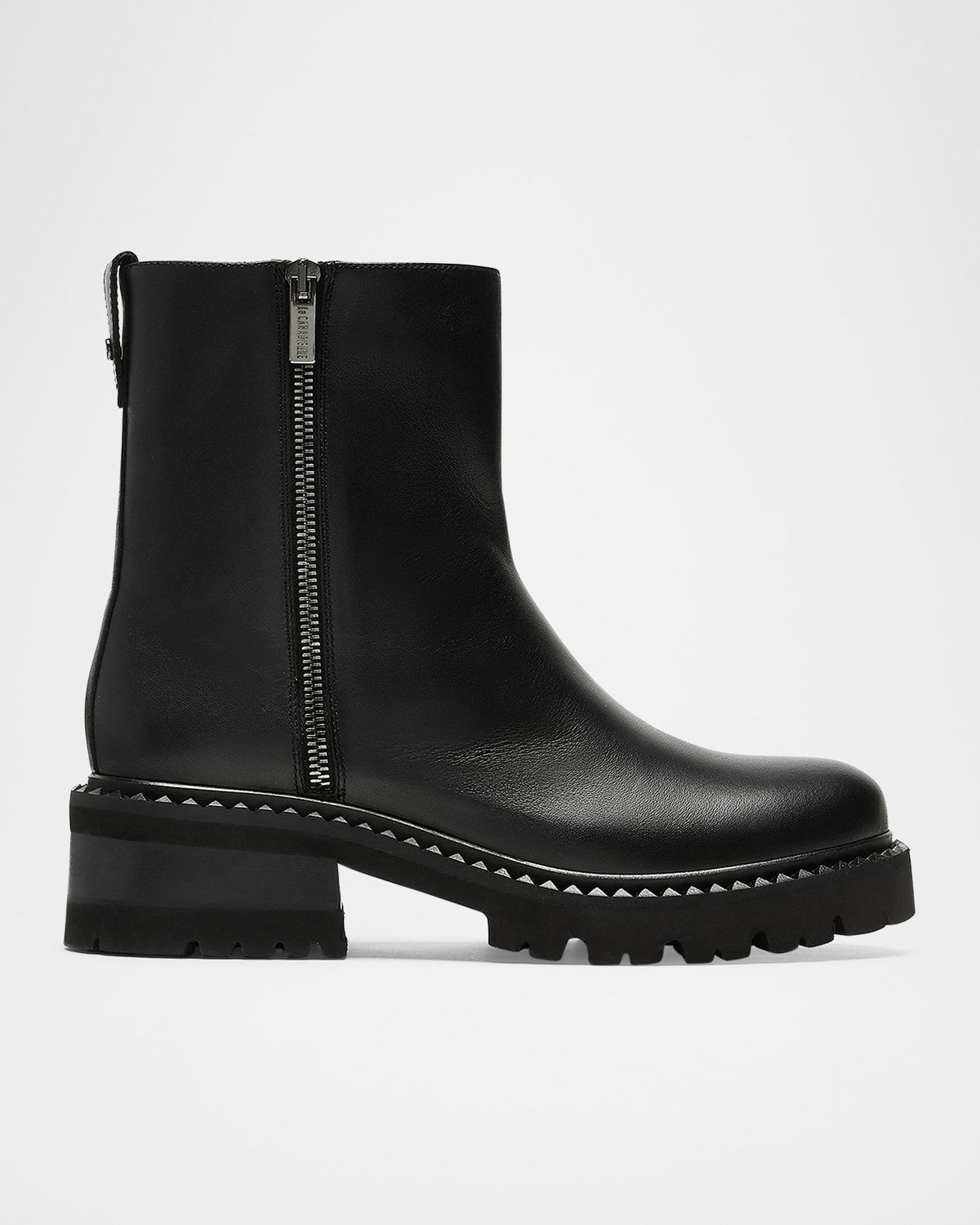 Leather Dual-Zip Chunky Ankle Booties