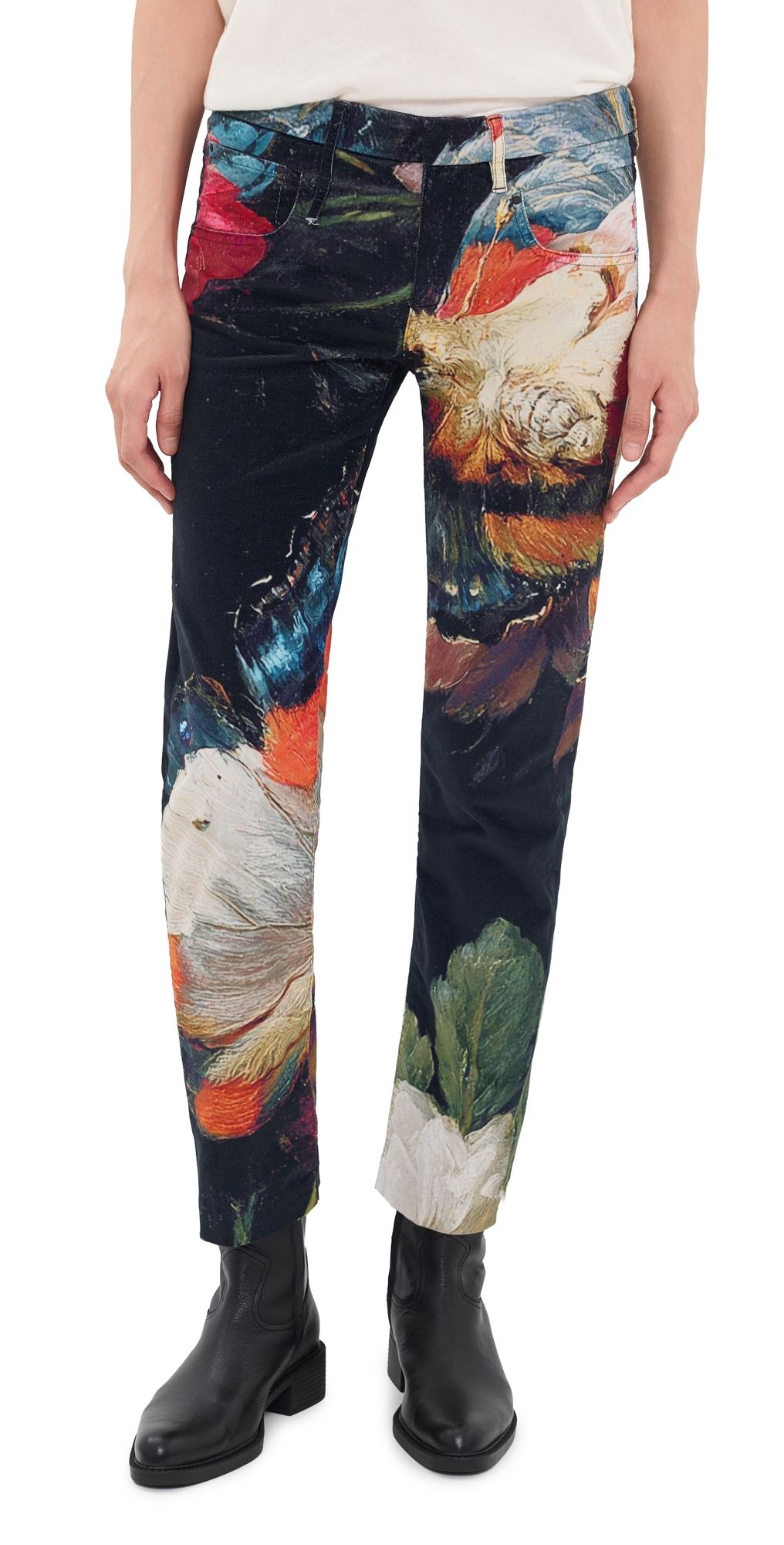 R13 Tailored Boy Straight Trousers Multicolor On Black Butterfly 26