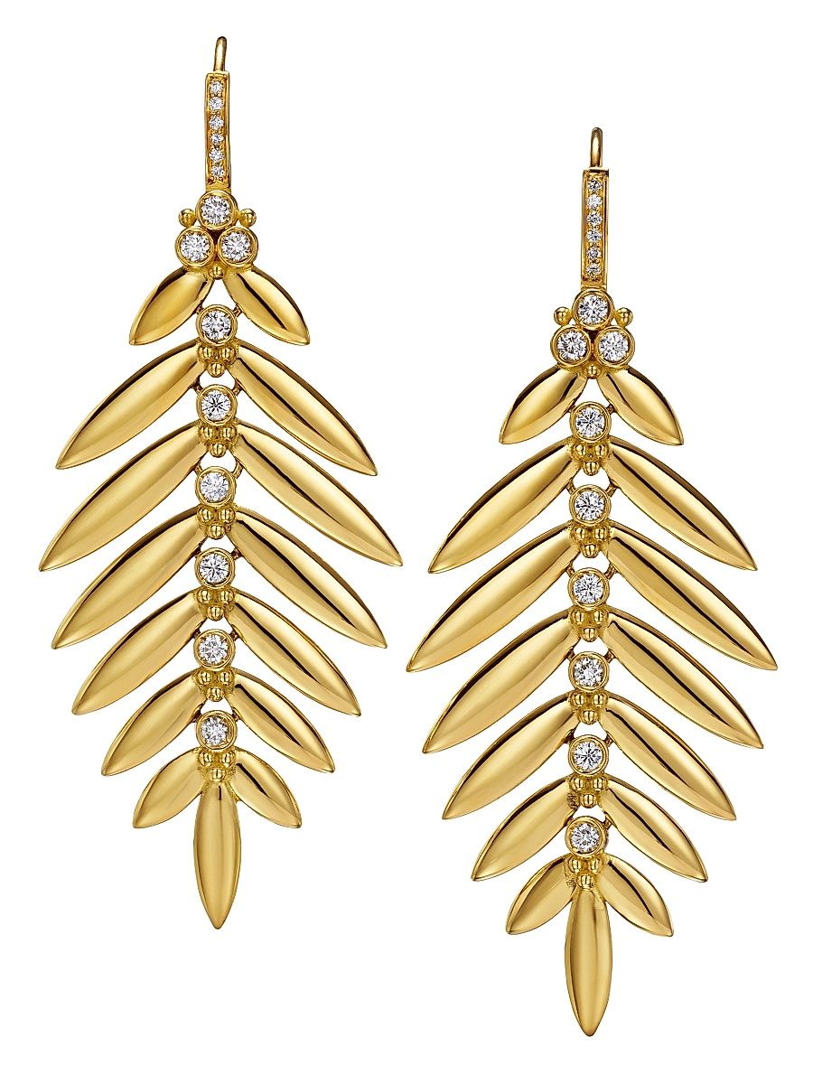 Women's Florence86 18K Yellow Gold & Diamond Vine Drop Earrings - Yellow Gold