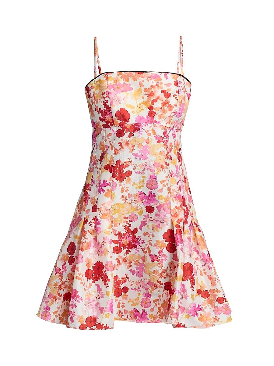 Women's Lenita Poppies Taffeta Minidress - Coral - Size 12