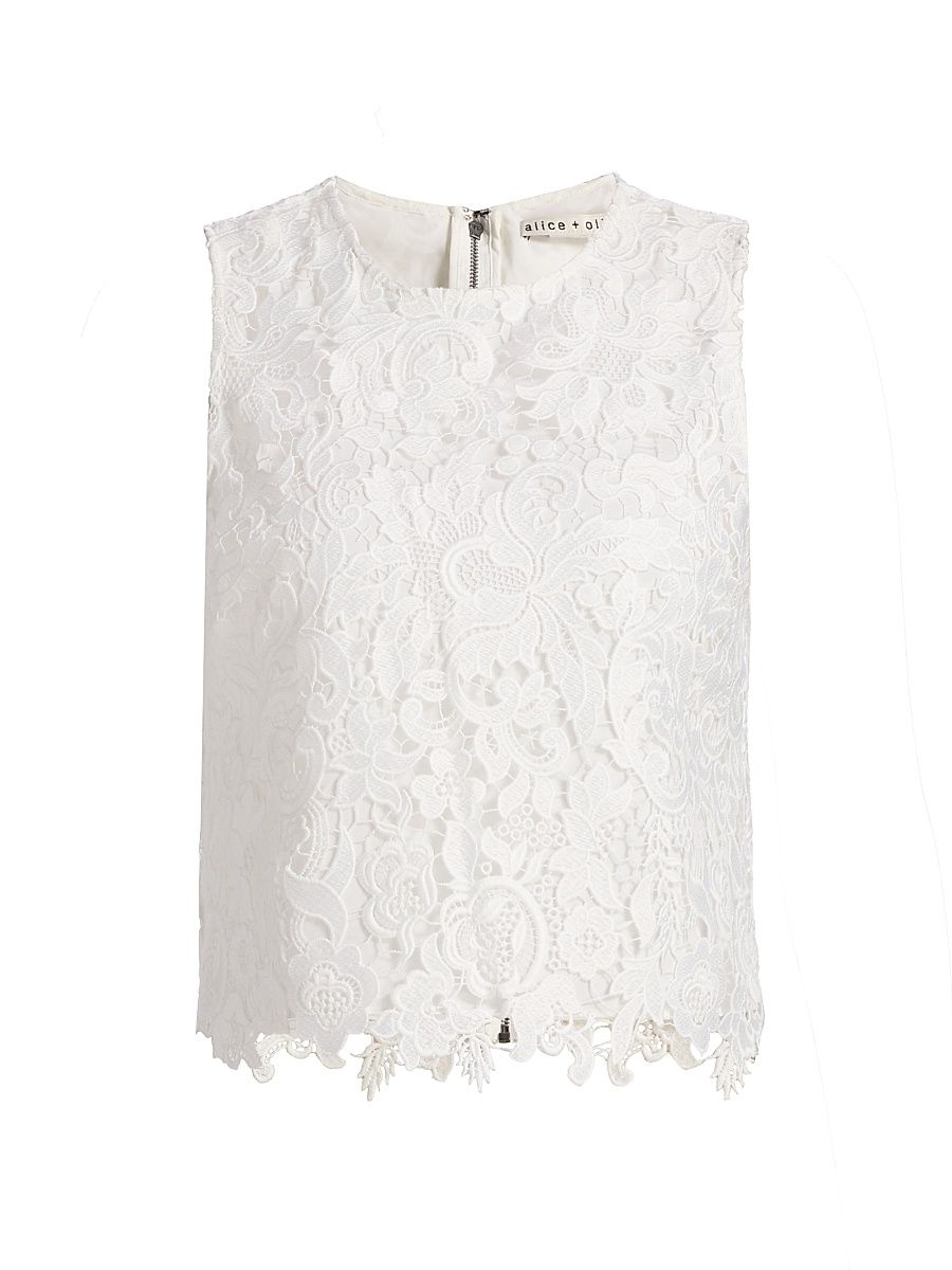 Women's Amal Lace Tank - Off White - Size XL
