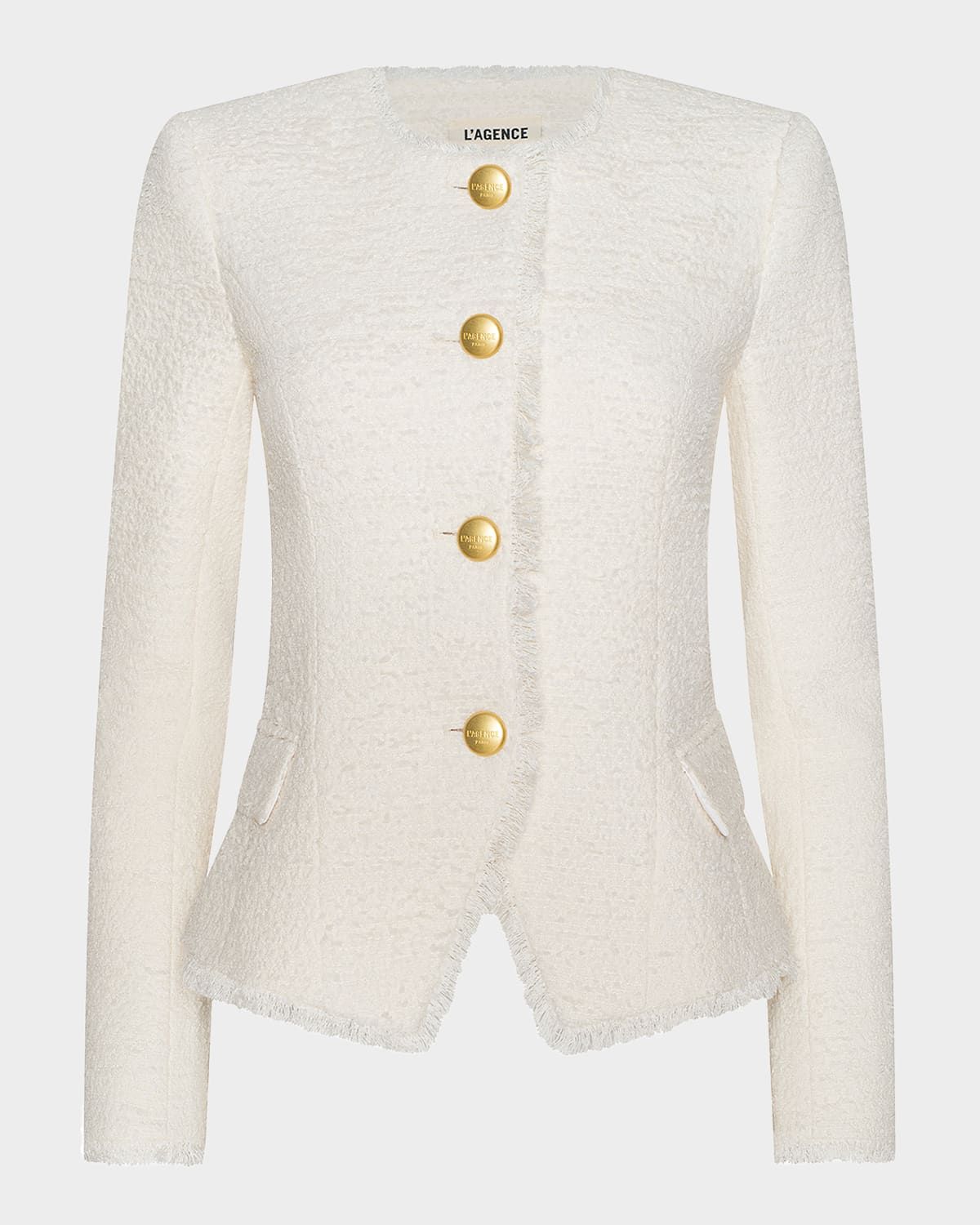 Nerina Collarless Tweed Blazer