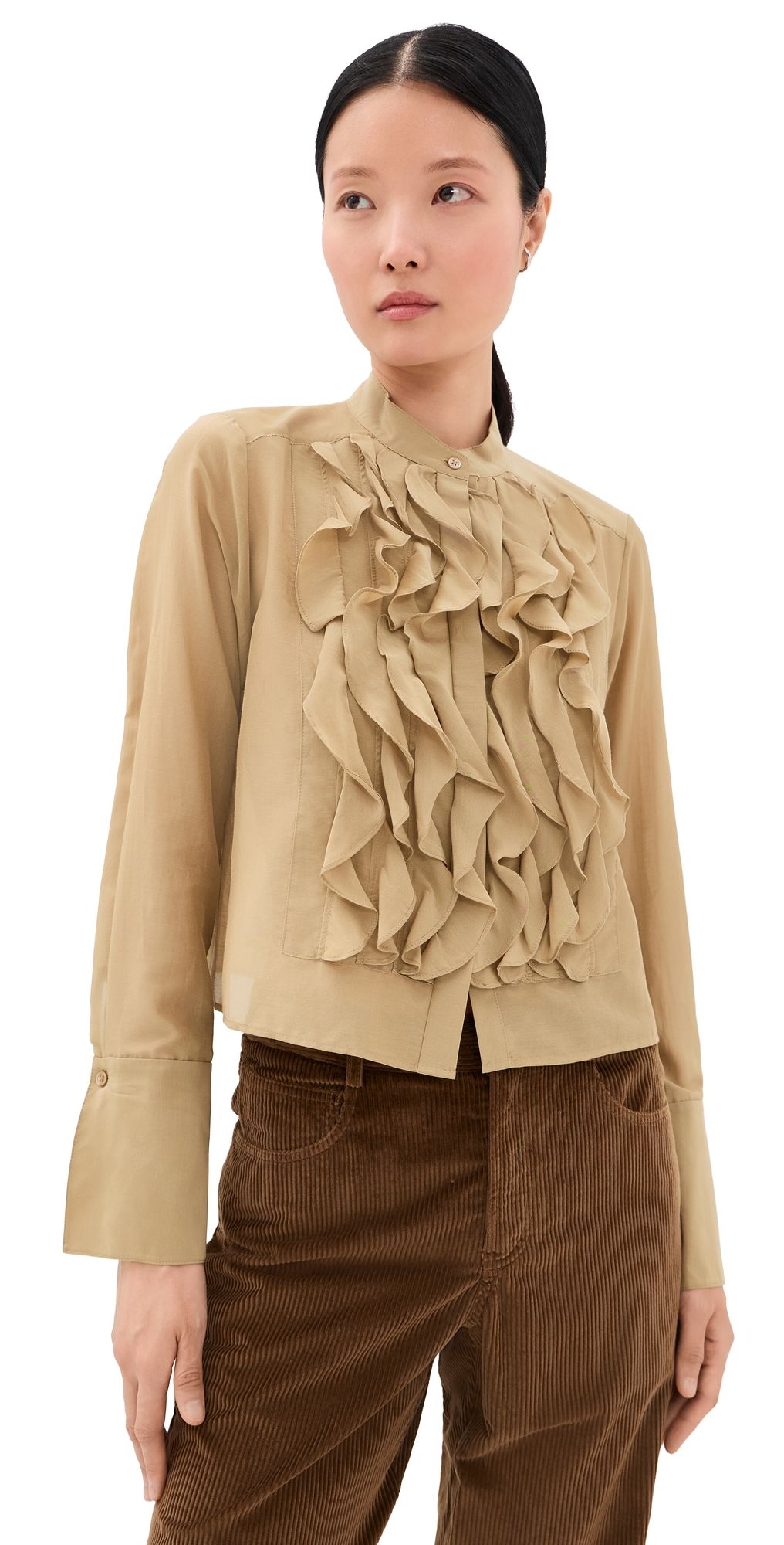 TWP Patti Button Down Blouse Kelp S