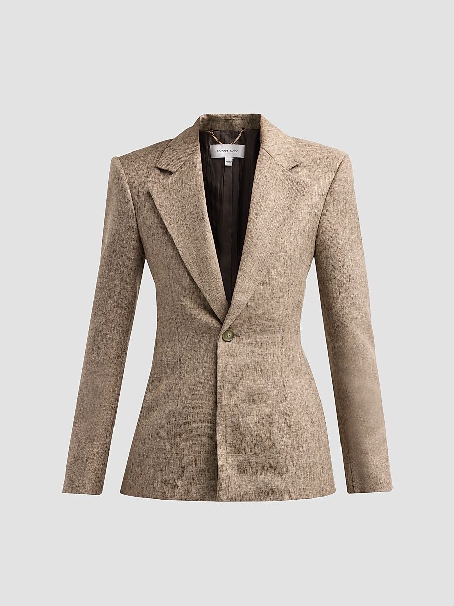 Women's Anette One-Button Blazer - Melange Taupe - Size Small