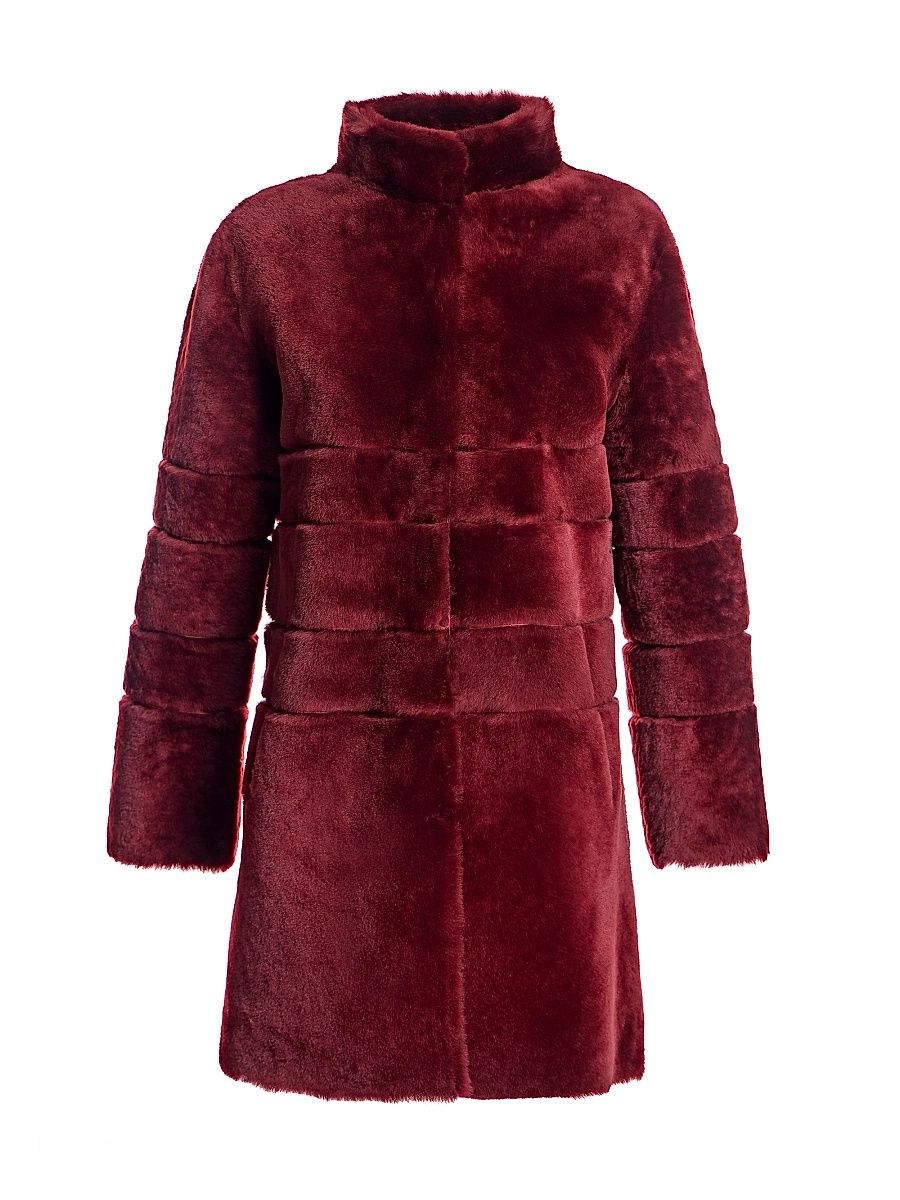 Women's Dyed Shearling Reversible Coat - Red - Size Medium