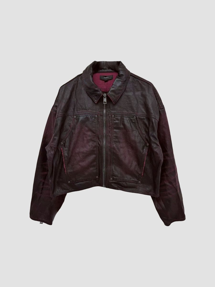 Purple Brand Men's Patent Vintage Cotton Denim Jacket - Red - Size XS