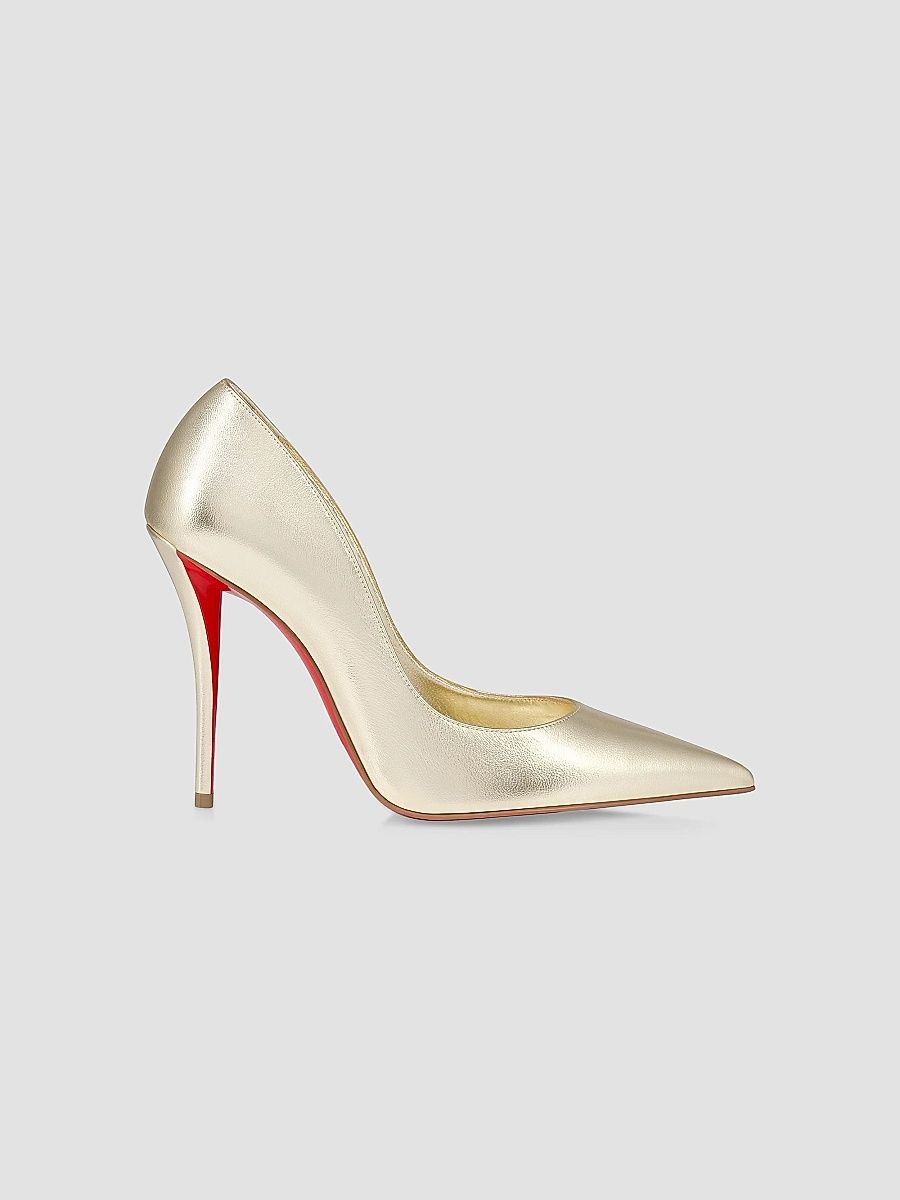 Christian Louboutin Women's Miss Z 100MM Leather Pumps - Gold - Size 10