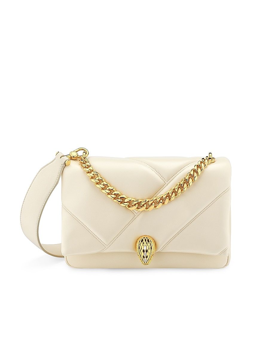 Women's Serpenti Cabochon Matelassé Leather Mini Bag - Ivory Opal