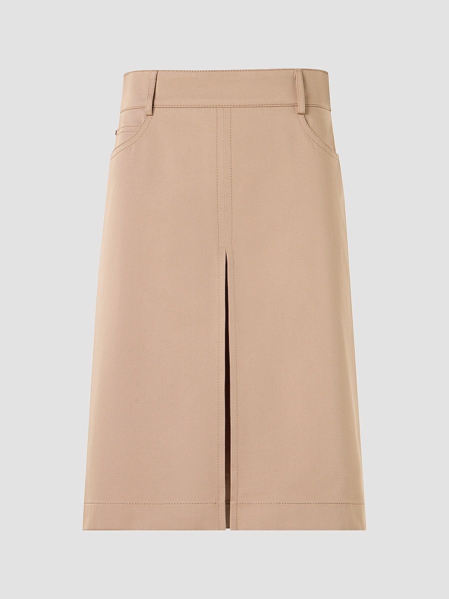 Women's Cotton Gabardine A-Line Mini Skirt - Beige - Size 16