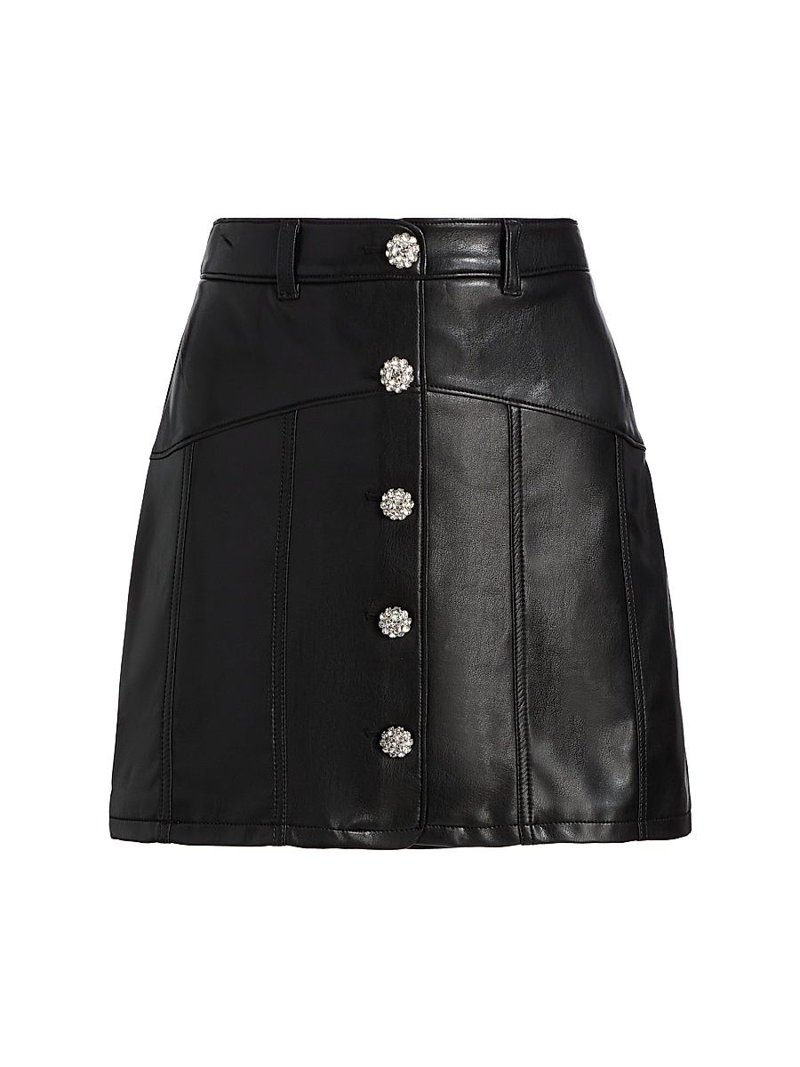 Women's Claudia Quilted Faux-Leather Miniskirt - Black - Size 16