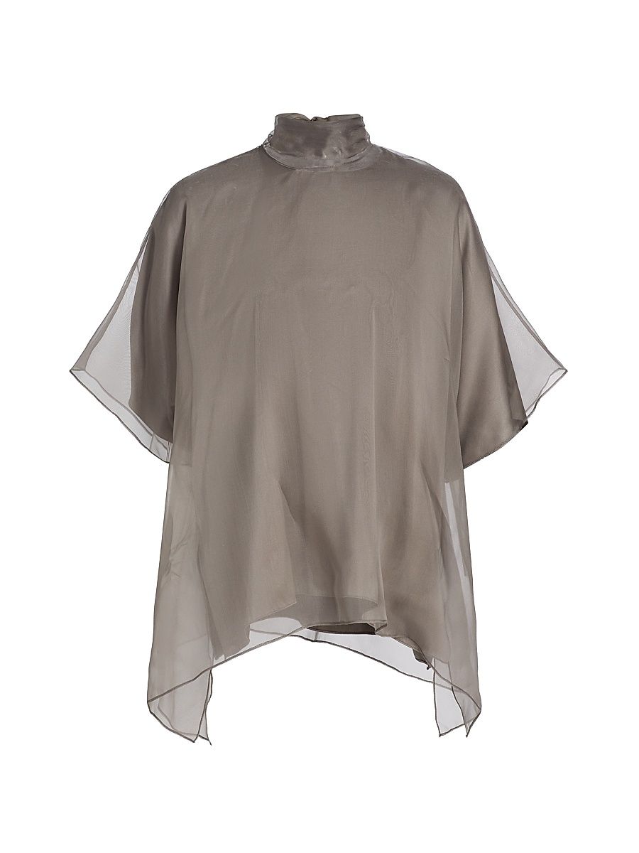 Women's The Cali Silk Organza Blouse - Smoke - Size 8