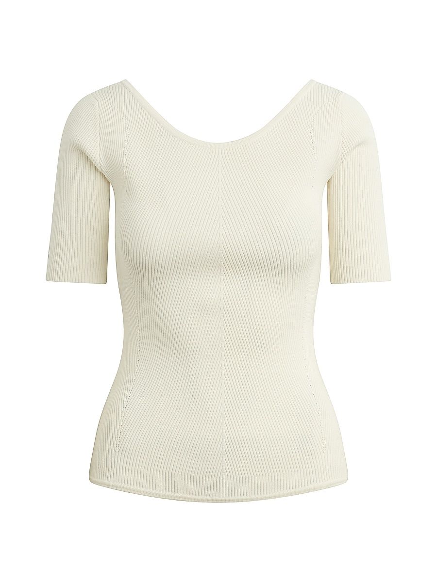 Women's The Behind The Scenes Rib-Knit Top - Ivory - Size XL
