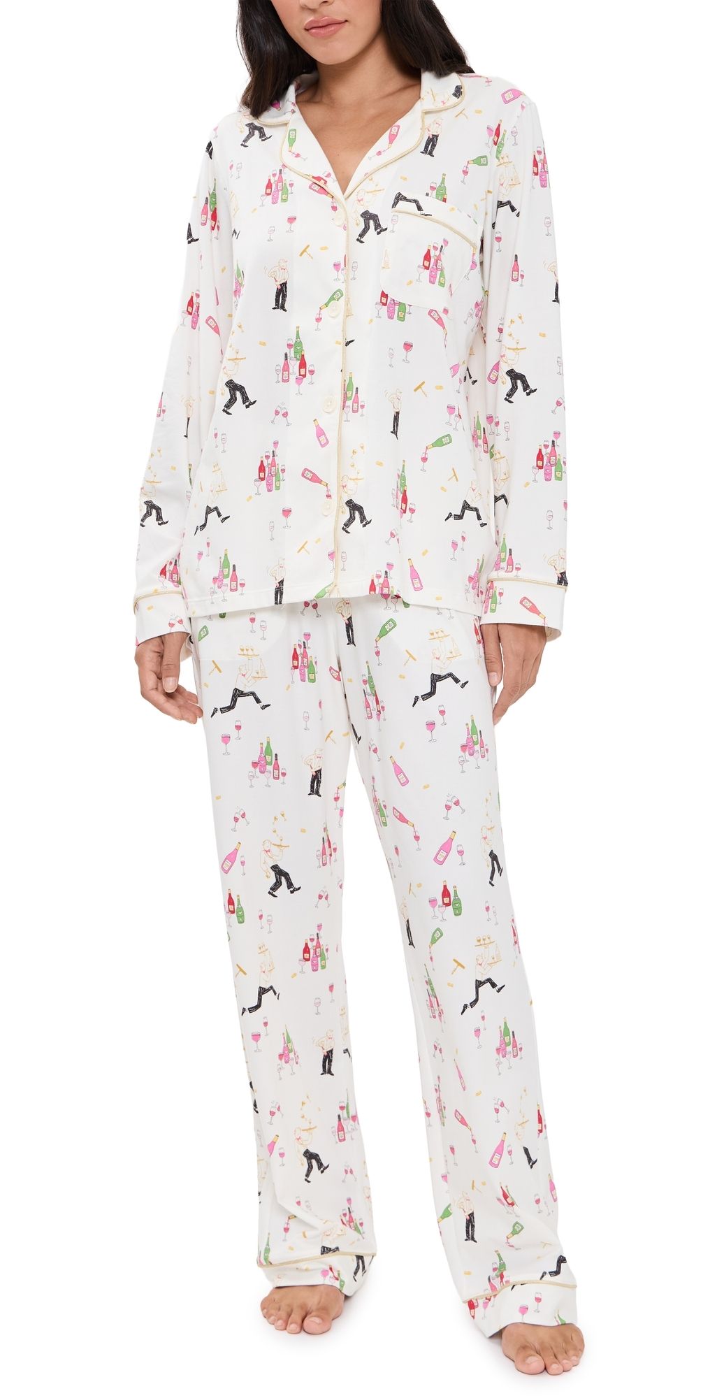 BedHead PJs Classic Stretch Jersey Pajama Set Bar a Vin M