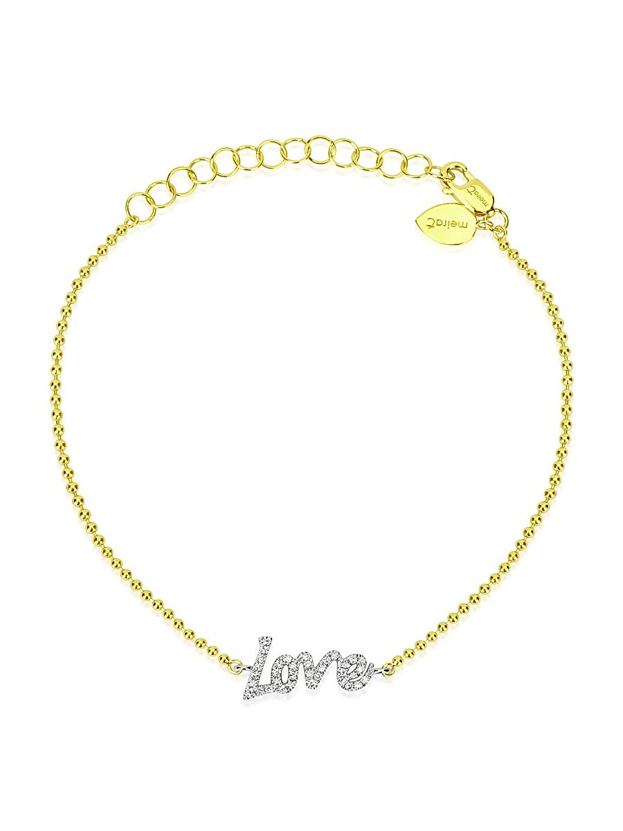 Women's Love 14K Yellow Gold & 0.10 TCW Diamond Bead Chain Bracelet - Yellow Gold