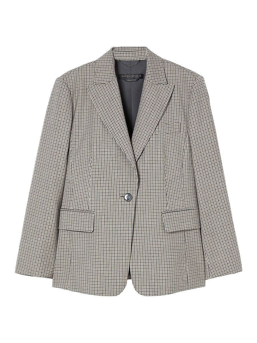 Women's Pure Wool Twill Blazer Jacket - Camel Pattern - Size 12