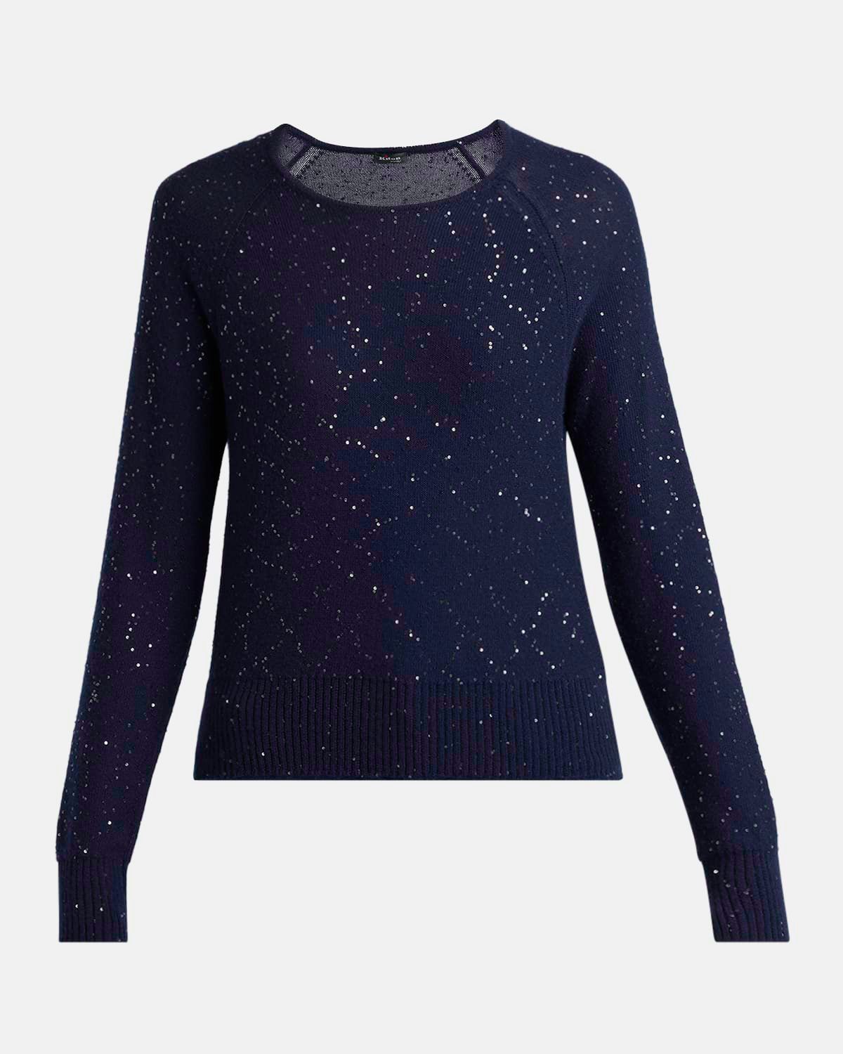Shimmering Wool Knit Crewneck Sweater