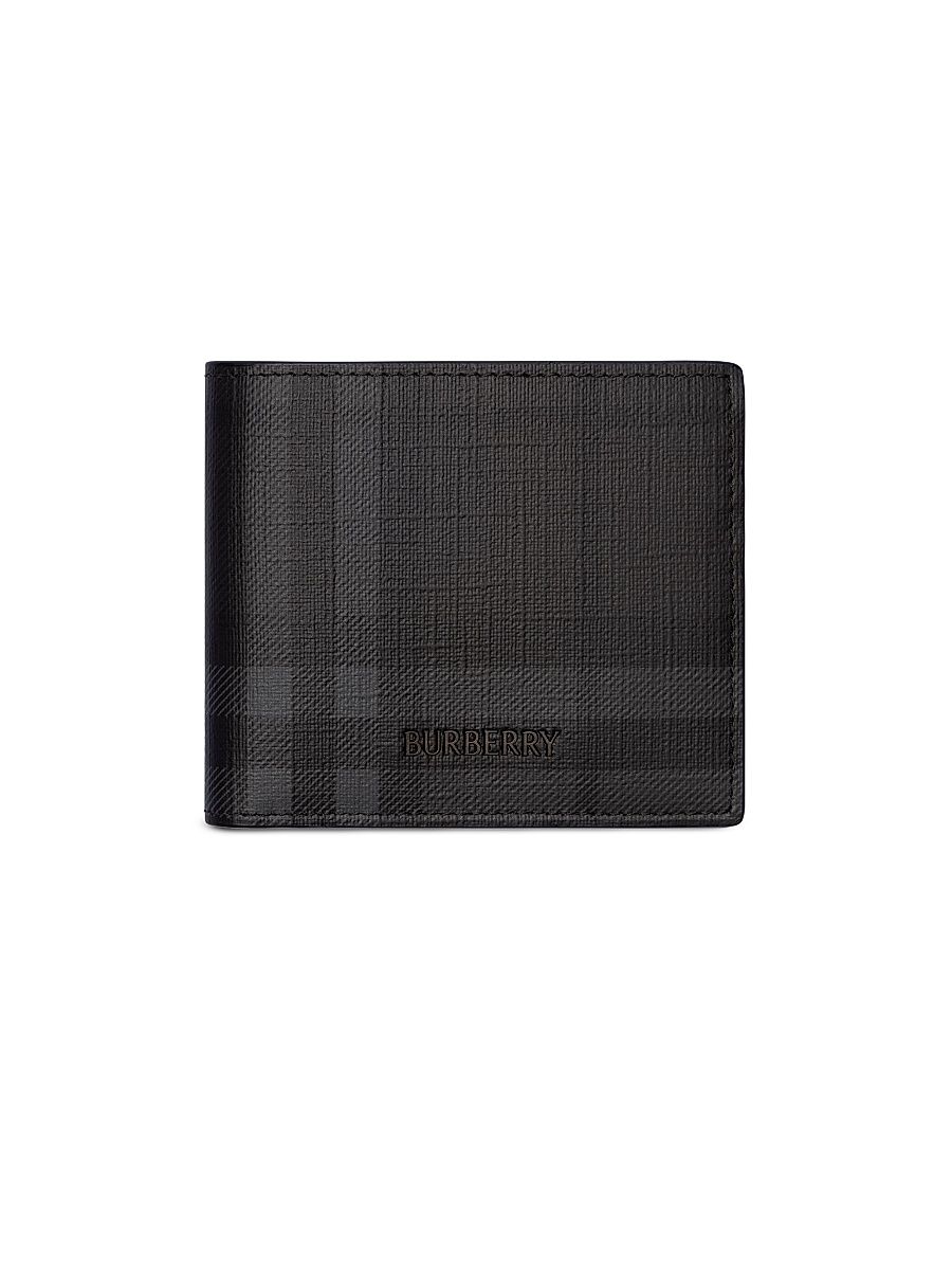 Men's City Check Coated Canvas Bifold Wallet - Iron