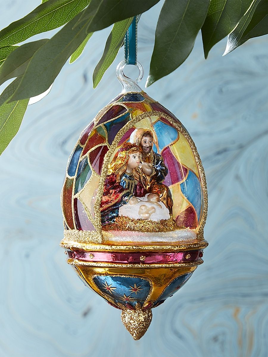 Holy Family Glass Ornament