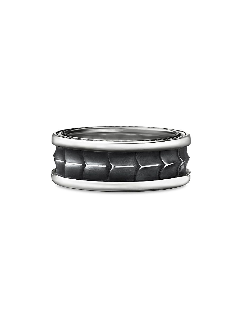 Men's Armory Band Ring in Sterling Silver, 9MM - Gunmetal - Size 12