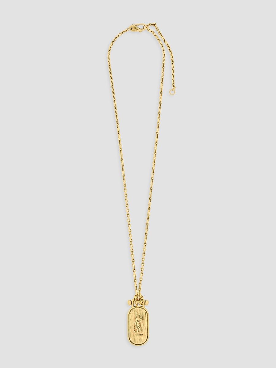 Saint Laurent Men's Cassandre Tablet Necklace in Metal - Patinated Gold